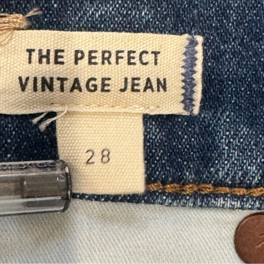 Madewell Perfect Vintage Jean Sz 28 High Rise Taper Dark Wash Altered Waist - Picture 7 of 10